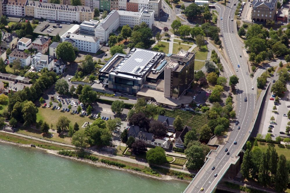 Aerial image Koblenz - Building of the indoor arena Rhein-Mosel-Halle on Julius-Wegeler-Strasse in Koblenz in the state Rhineland-Palatinate, Germany