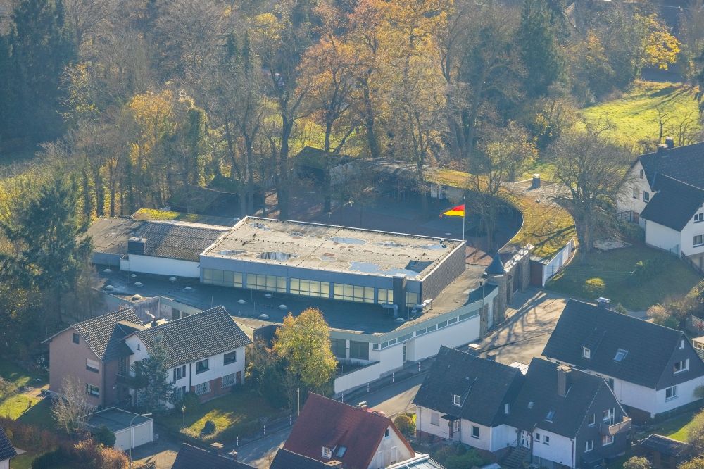 Aerial photograph Arnsberg - Building of the indoor arena Schuetzenbruderschaft unter dem Schutz of heiligen Antonius Eremit von 1751 e.V. Herdringen Zum Kraehenbrink in the district Herdringen in Arnsberg at Ruhrgebiet in the state North Rhine-Westphalia, Germany