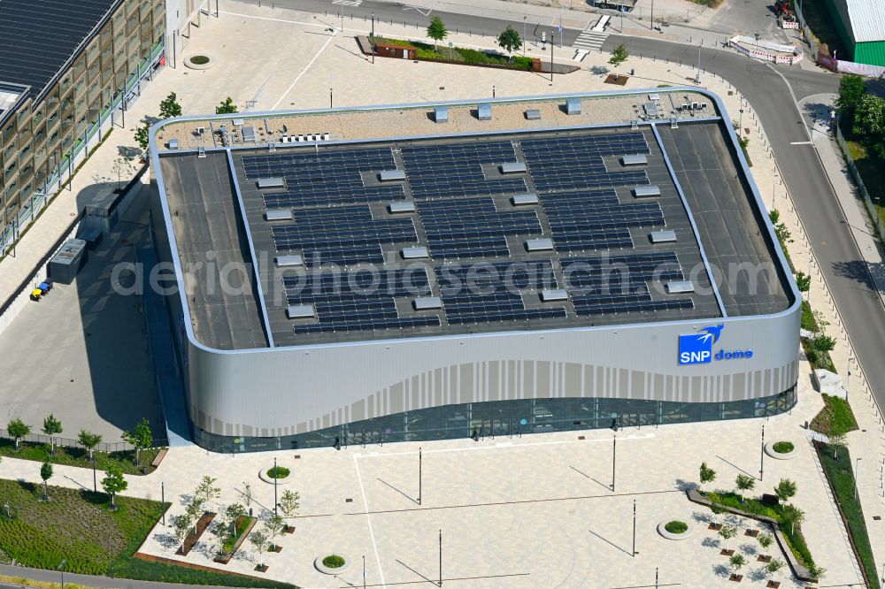 Aerial image Heidelberg - Building of the indoor arena SNP dome on street Carl-Friedrich-Gauss-Ring in the district Kirchheim in Heidelberg in the state Baden-Wuerttemberg, Germany