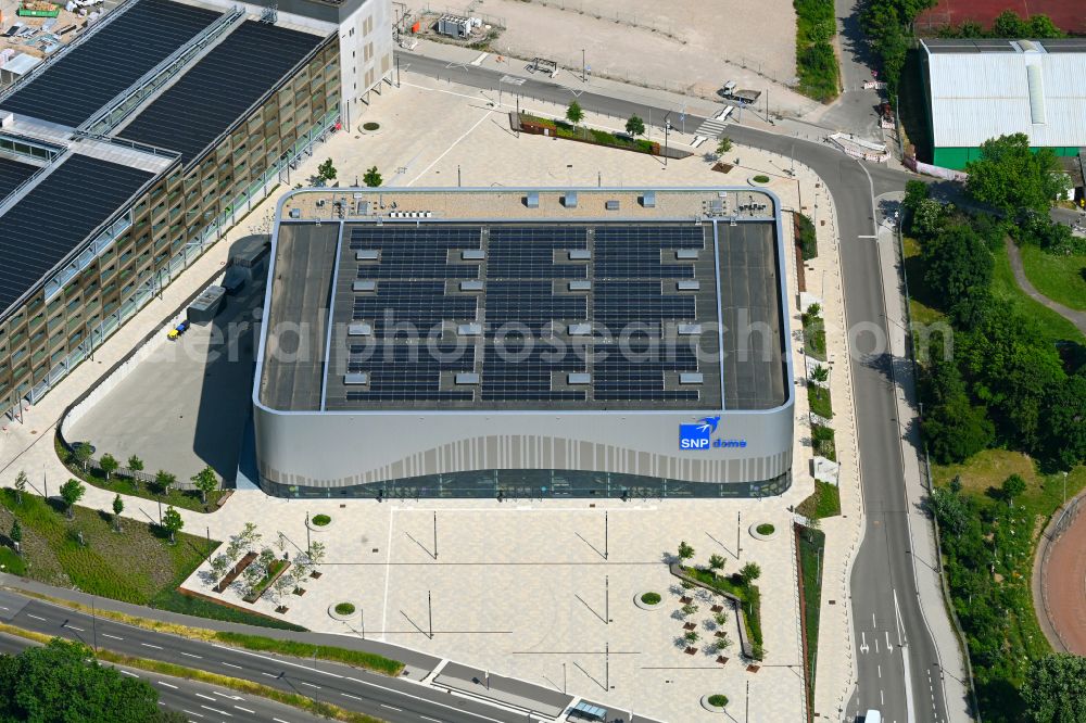 Aerial photograph Heidelberg - Building of the indoor arena SNP dome on street Carl-Friedrich-Gauss-Ring in the district Kirchheim in Heidelberg in the state Baden-Wuerttemberg, Germany