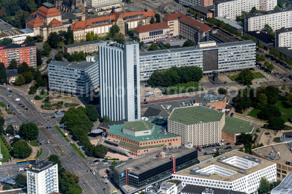 Aerial image Chemnitz - Building of the indoor arena Stadthalle on street Theaterstrasse in the district Zentrum in Chemnitz in the state Saxony, Germany