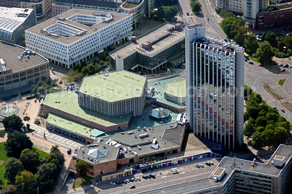 Chemnitz from above - Building of the indoor arena Stadthalle on street Theaterstrasse in the district Zentrum in Chemnitz in the state Saxony, Germany