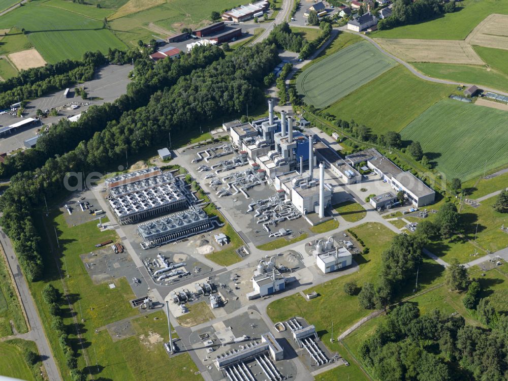 Waidhaus from the bird's eye view: Natural gas compressor station in the MEGAL pipeline system at the border crossing point Waidhaus in the state Bavaria, Germany