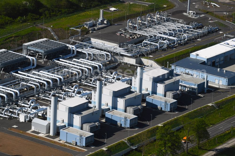 Aerial photograph Herbstein - Compressor Stadium and pumping station for natural gas of Open Grid Europe GmbH (OGE) in the district Rixfeld in Herbstein in the state Hesse, Germany