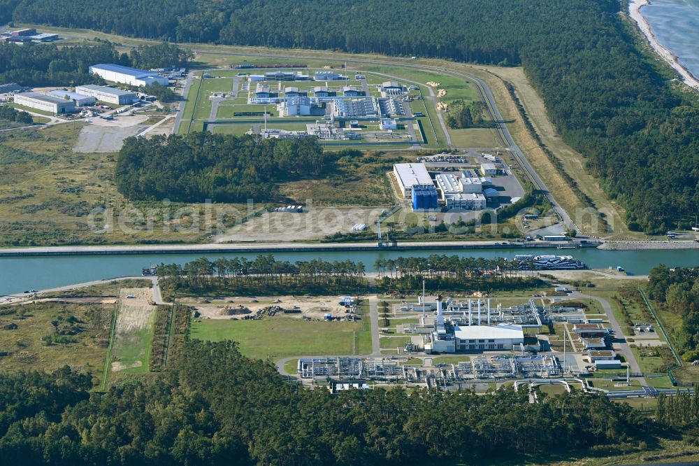 Lubmin from above - Compressor Stadium and pumping station for natural gas Nordstream in Lubmin in the state Mecklenburg - Western Pomerania, Germany