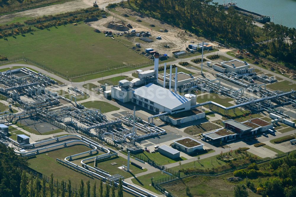 Aerial photograph Lubmin - Compressor Stadium and pumping station for natural gas Nordstream in Lubmin in the state Mecklenburg - Western Pomerania, Germany