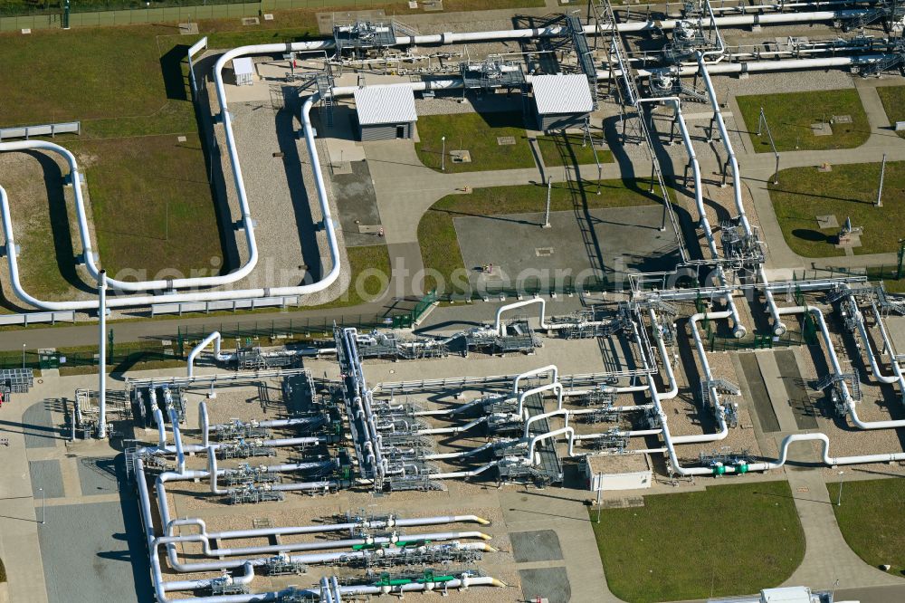 Lubmin from the bird's eye view: Compressor Stadium and pumping station for natural gas Nordstream in Lubmin in the state Mecklenburg - Western Pomerania, Germany