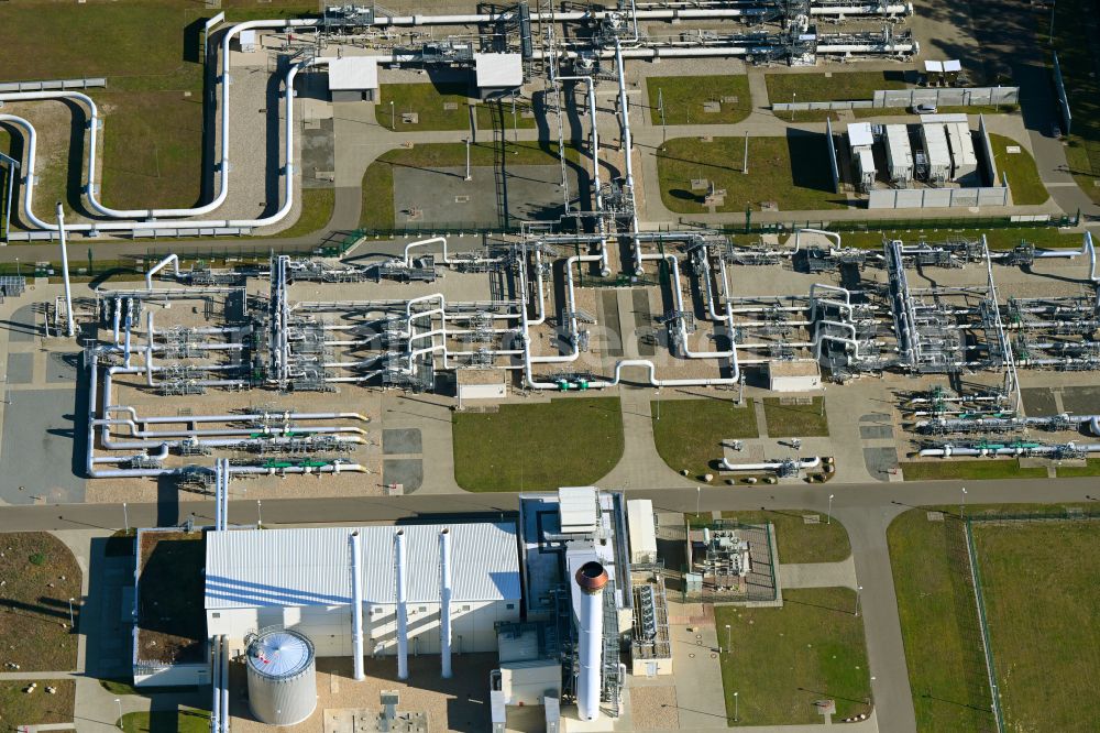 Aerial image Lubmin - Compressor Stadium and pumping station for natural gas Nordstream in Lubmin in the state Mecklenburg - Western Pomerania, Germany