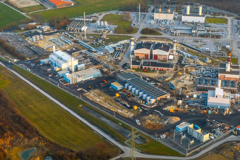 Werne from the bird's eye view: Compressor Stadium and pumping station for natural gas of Open Grid Europe in Werne in the state North Rhine-Westphalia