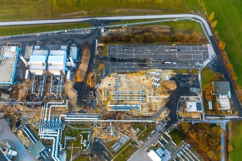 Aerial image Werne - Compressor Stadium and pumping station for natural gas of Open Grid Europe in Werne in the state North Rhine-Westphalia