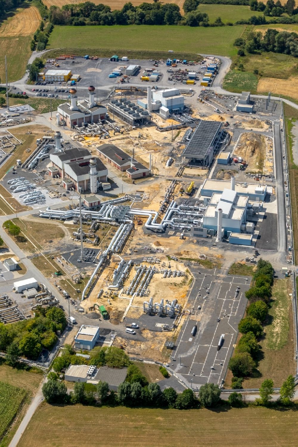 Aerial image Werne - Compressor Stadium and pumping station for natural gas of Open Grid Europe in Werne in the state North Rhine-Westphalia