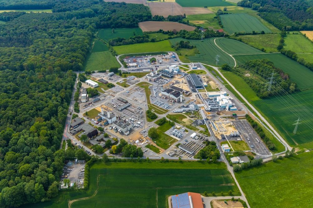 Werne from the bird's eye view: Compressor Stadium and pumping station for natural gas of Open Grid Europe in Werne in the state North Rhine-Westphalia