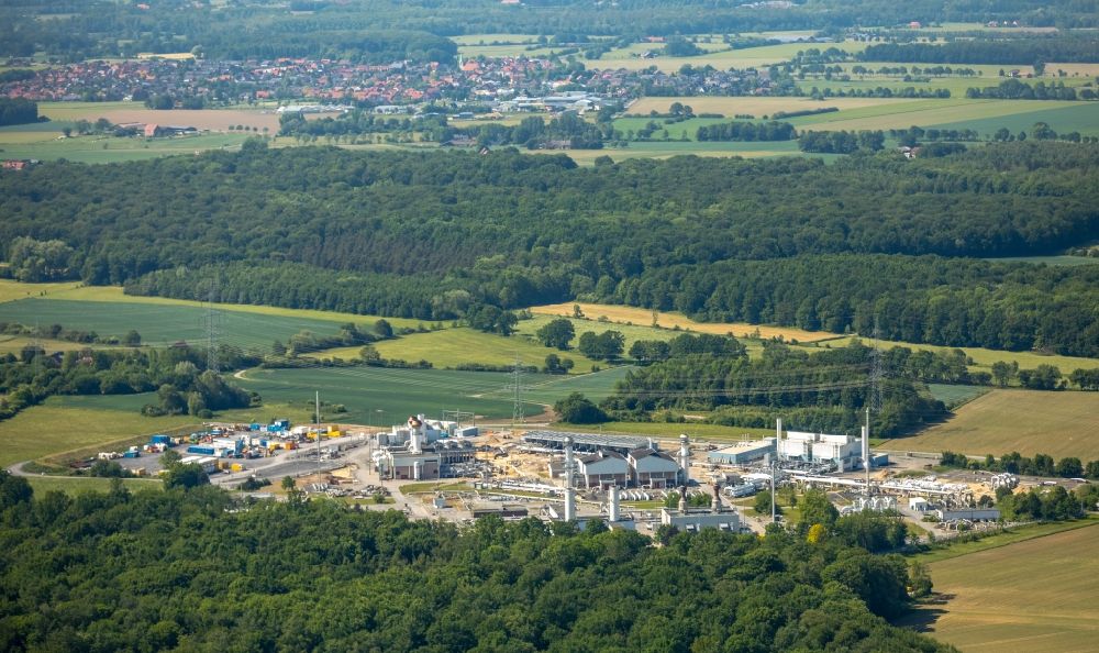 Werne from above - Compressor Stadium and pumping station for natural gas Open Grid Europe in Werne in the state North Rhine-Westphalia, Germany