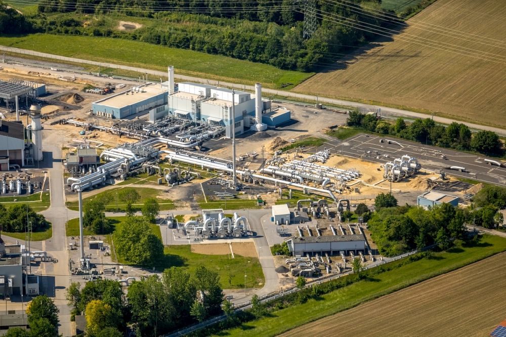 Werne from above - Compressor Stadium and pumping station for natural gas Open Grid Europe in Werne in the state North Rhine-Westphalia, Germany