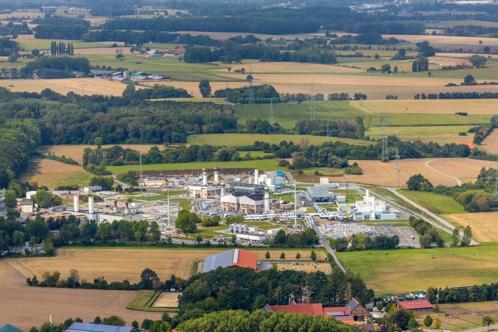 Werne from the bird's eye view: Compressor Stadium and pumping station for natural gas Open Grid Europe in Werne in the state North Rhine-Westphalia, Germany