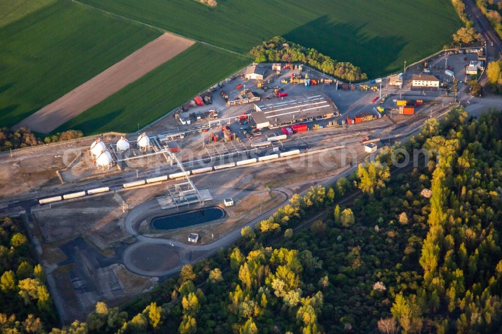 Herrlisheim from above - Compressor Stadium and pumping station for natural gas of Rhone Gaz in Herrlisheim in Grand Est, France