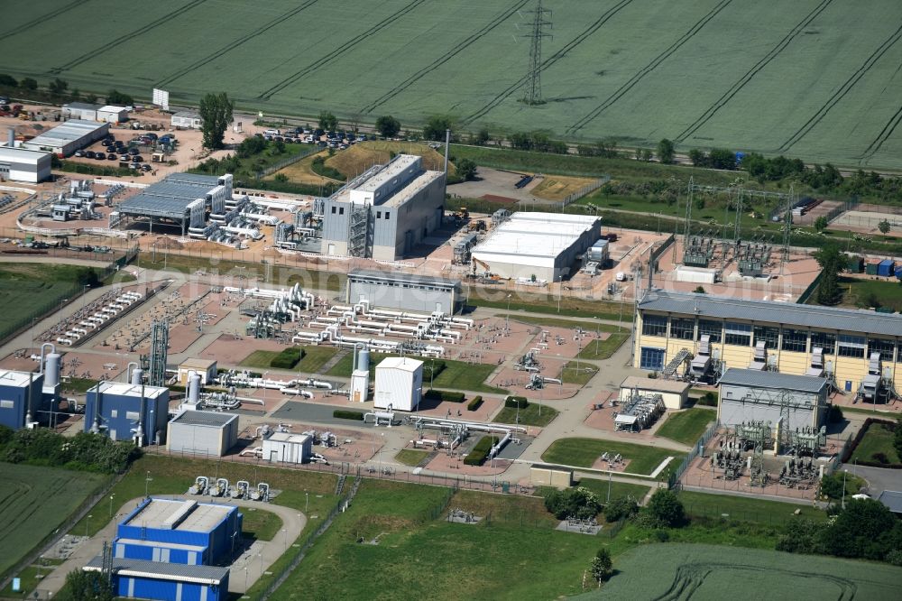 Peißen from the bird's eye view: Compressor Stadium and pumping station for natural gas in Peissen in the state Saxony-Anhalt, Germany