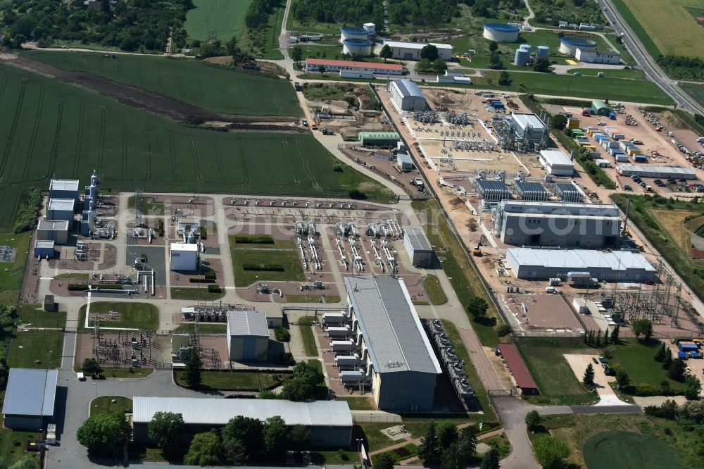 Aerial image Peißen - Compressor Stadium and pumping station for natural gas in Peissen in the state Saxony-Anhalt, Germany