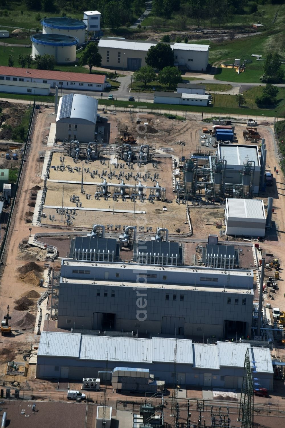 Peißen from the bird's eye view: Compressor Stadium and pumping station for natural gas in Peissen in the state Saxony-Anhalt, Germany