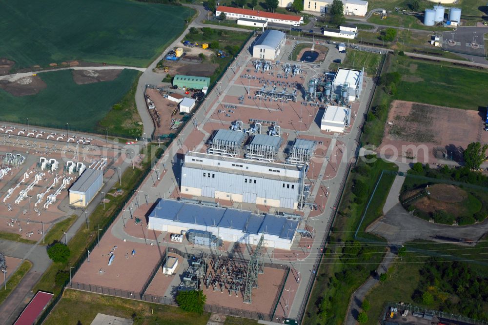 Aerial photograph Peißen - Compressor stadium and pumping station for natural gas in the underground gas storage facility Katharina on the street Gronaer Weg in Peissen in the state Saxony-Anhalt, Germany