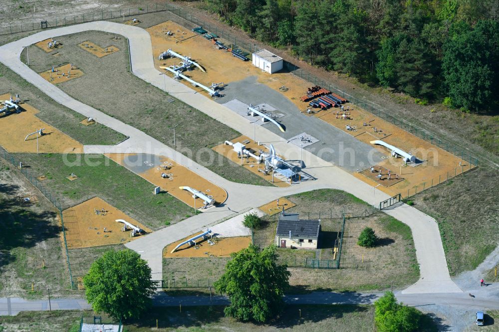 Aerial photograph Lauchhammer - Compressor Stadium and pumping station for natural gas on street Elsterwerdaer Strasse in Lauchhammer in the state Brandenburg, Germany