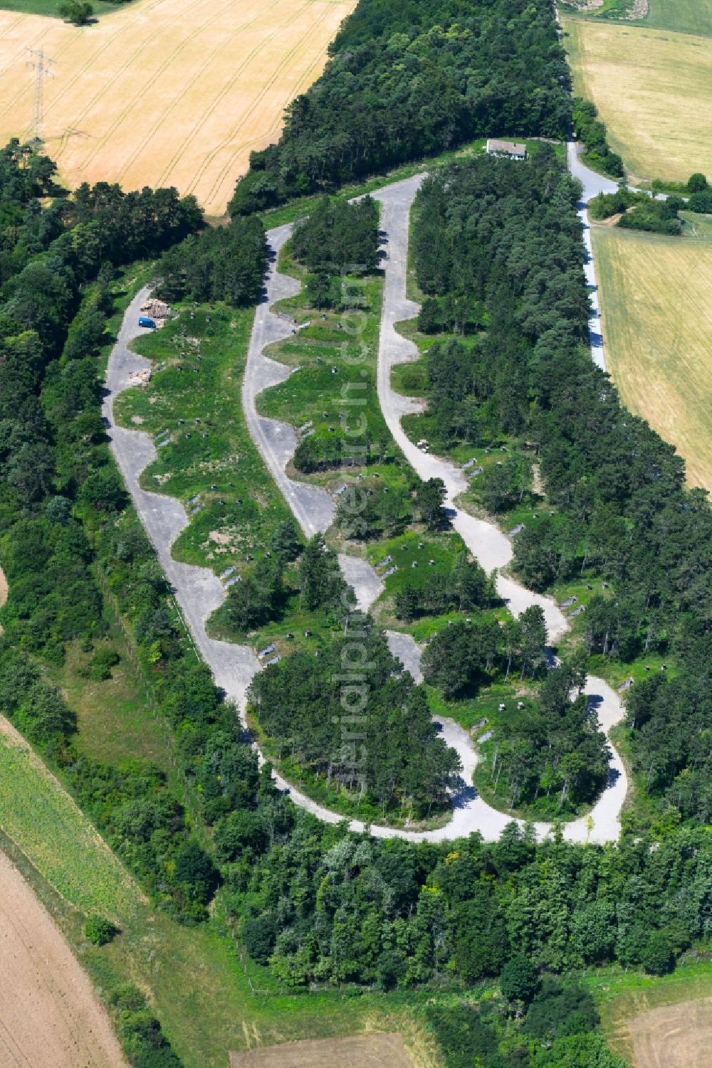 Aerial image Tauberbischofsheim - Vacant bunker complex and ammunition depots on the former military training ground near Tauberbischofsheim in the state Baden-Wurttemberg, Germany