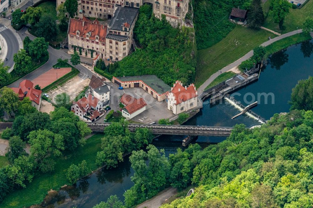 Aerial photograph Sigmaringen - Verlauf der Donau entlang des Muehlbergsin Sigmaringen in the state Baden-Wuerttemberg, Germany