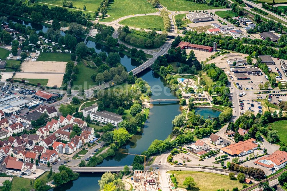 Sigmaringen from the bird's eye view: Donau in Sigmaringen in the state Baden-Wuerttemberg, Germany