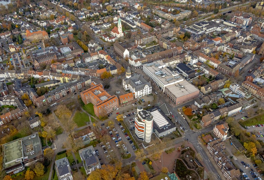 Aerial image Gladbeck - administrative building of the State Authority of the citizen office on Willy-Brandt-Platz - Bottroper Strasse in Gladbeck at Ruhrgebiet in the state North Rhine-Westphalia, Germany