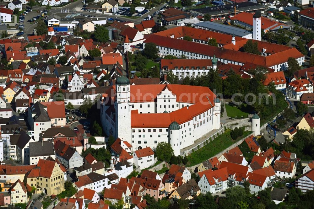 Dillingen an der Donau from above - Banking administration building of the tax office in Dillingen an der Donau in the state Bavaria, Germany