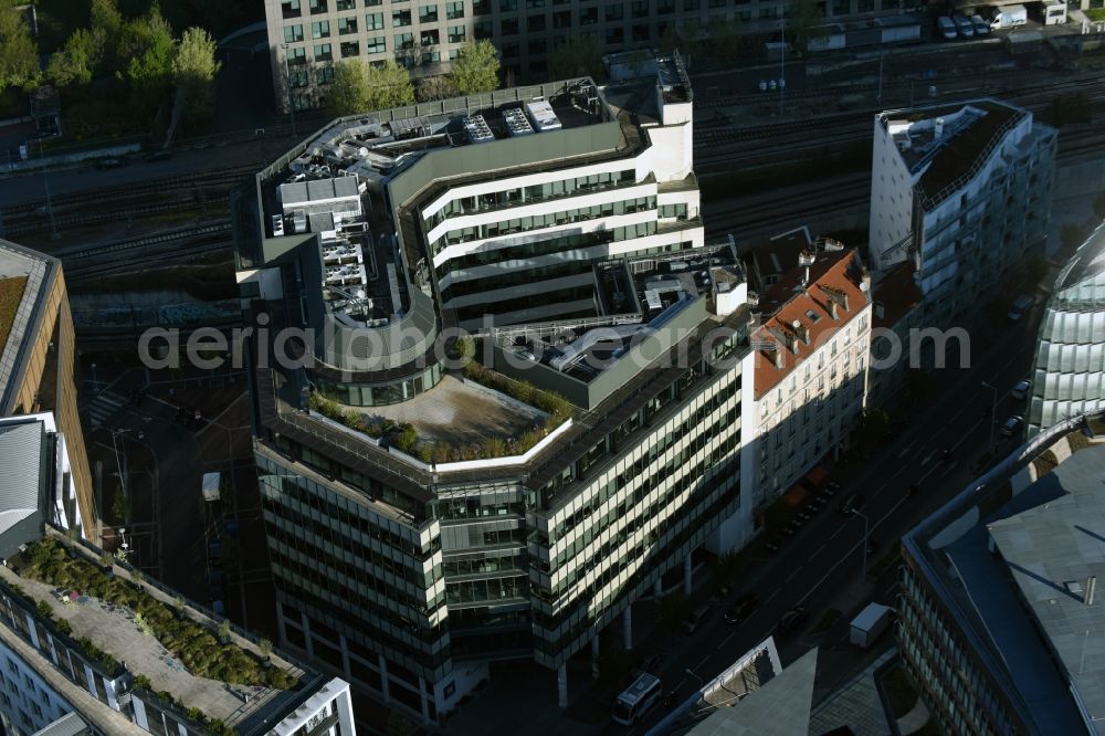 Paris Issy-les-Moulineaux from above - Banking administration building of the financial services company La Banque Postale SiA?ge Central am Boulevard Gallieni in Paris Issy-les-Moulineaux in Ile-de-France, France