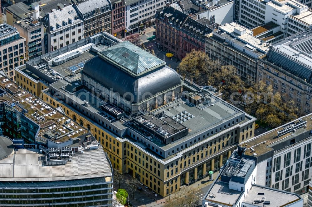 Frankfurt am Main from above - Banking administration building of the financial services company IHK Frankfurt on Main and Deutsche Boerse AG on Boersenplatz in the district Innenstadt in Frankfurt in the state Hesse, Germany