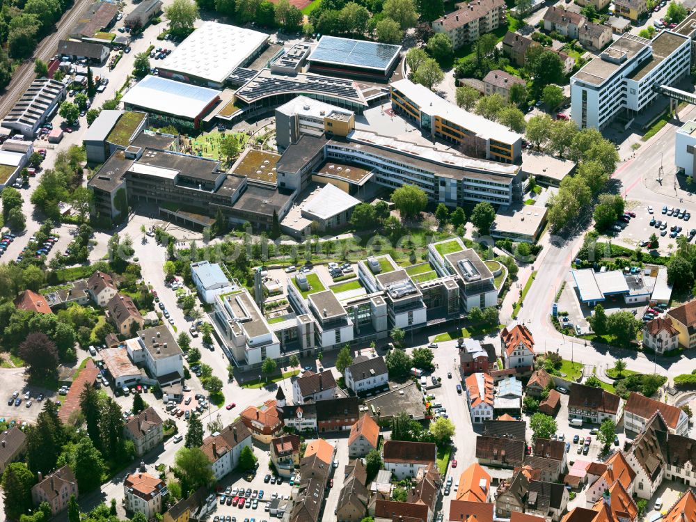 Aerial image Biberach an der Riß - Banking administration building of the financial services company Kreissparkasse Bieberach in Biberach an der Riss in the state Baden-Wuerttemberg, Germany