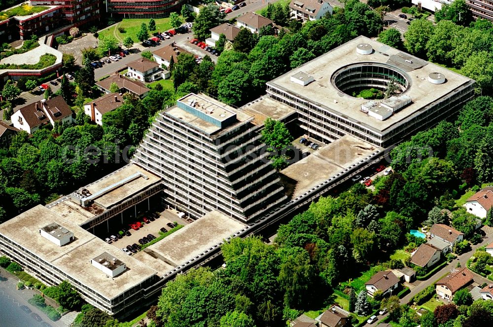 Aerial image Bonn - Banking administration building of the financial services company Postbank Leasing GmbH on Kennedyallee in the district Plittersdorf in Bonn in the state North Rhine-Westphalia, Germany