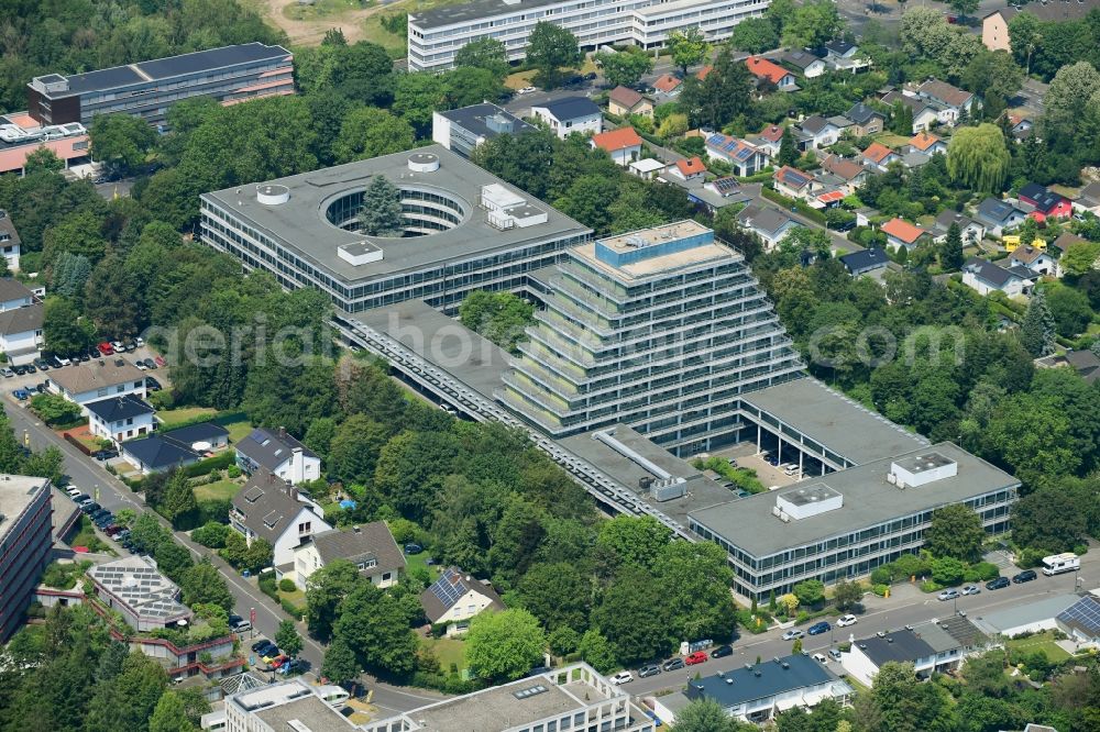 Aerial image Bonn - Banking administration building of the financial services company Postbank Systems AG on Kennedyallee in the district Plittersdorf in Bonn in the state North Rhine-Westphalia, Germany