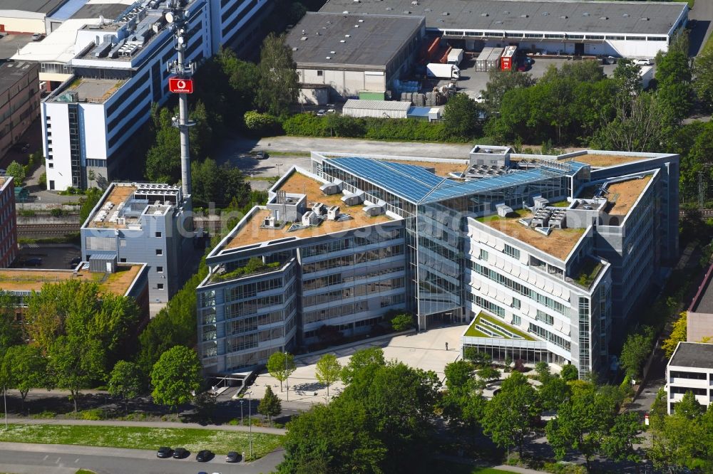 Eschborn from the bird's eye view: Banking administration building of the financial services company VR Smart Finanz AG on Hauptstrasse in Eschborn in the state Hesse, Germany