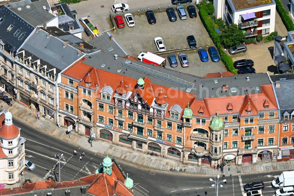 Dresden from the bird's eye view: Banking administration building of the financial services company Sparda-Bank on place Schillerplatz in the district Blasewitz in Dresden in the state Saxony, Germany