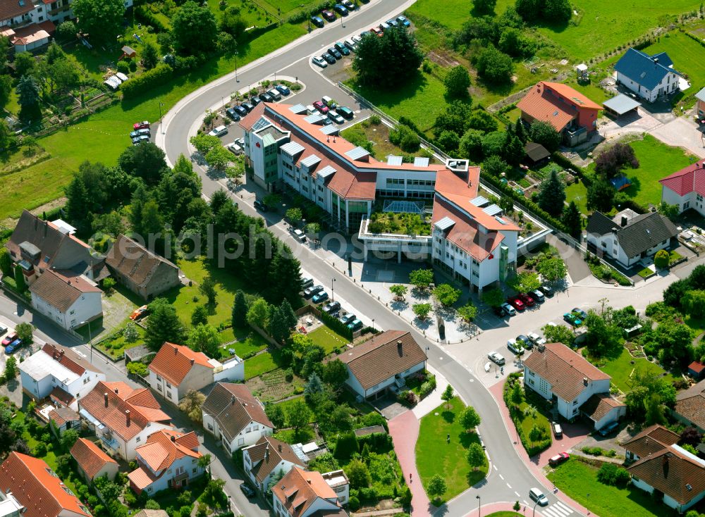 Aerial image Rockenhausen - Banking administration building of the financial services company Sparkasse on street Damian-Kreichgauer-Strasse in Rockenhausen in the state Rhineland-Palatinate, Germany