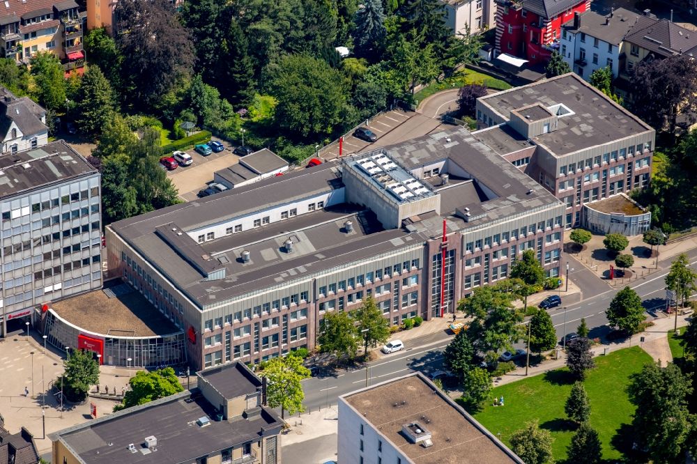 Witten from above - Banking administration building of the financial services company Sparkasse Witten - head office in Witten in the state North Rhine-Westphalia