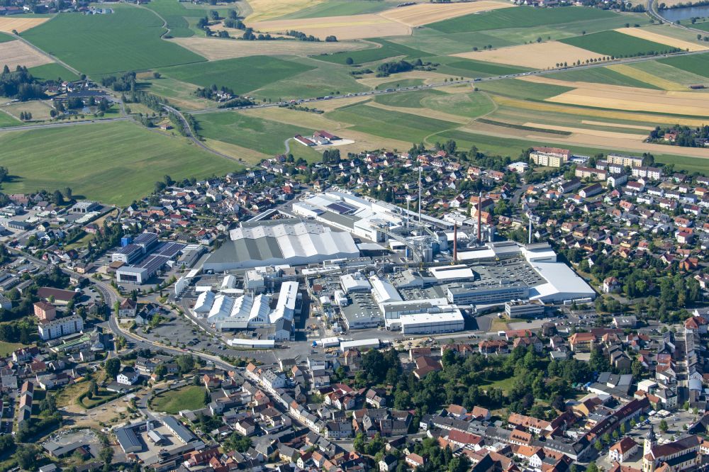 Aerial image Mitterteich - Administrative building of the industrial area Schott in Mitterteich in the state Bavaria, Germany
