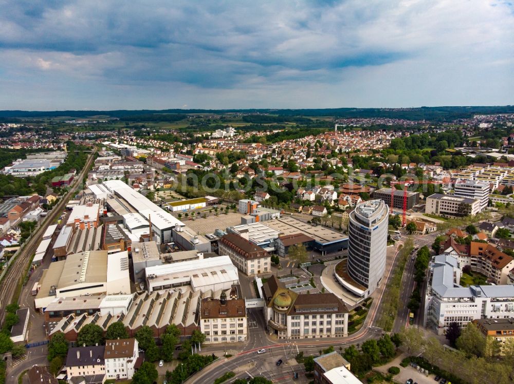 Aerial image Göppingen - Administrative building of the industrial area Schuler AG in Goeppingen in the state Baden-Wuerttemberg, Germany