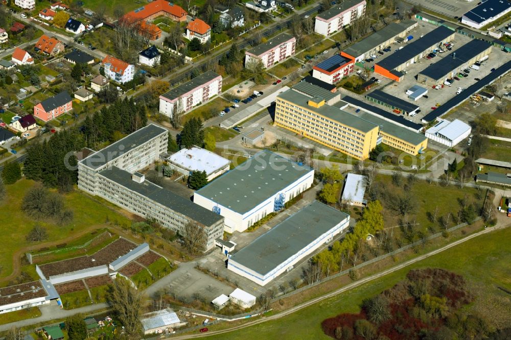 Aerial photograph Hoppegarten - Administrative building of the State Authority Landesamt fuer Bauen and Verkehr on Lindenallee in the district Dahlwitz-Hoppegarten in Hoppegarten in the state Brandenburg, Germany