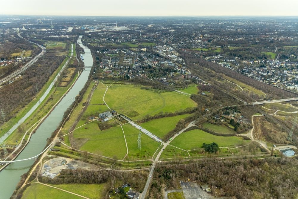 Aerial image Oberhausen - Administrative building of the State Authority Landesbuero of Naturschutzverbaende NRW in the district Borbeck in Oberhausen at Ruhrgebiet in the state North Rhine-Westphalia, Germany