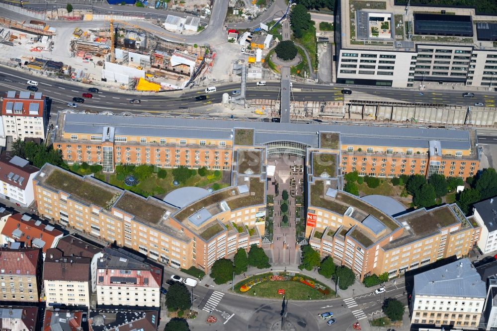 Aerial image Stuttgart - Administrative building of the state authority Ministry for the Environment, Climate and Energy Economics Baden-Wuerttemberg and Ministry for Rural Areas and Consumer Protection at Kernerplatz in Stuttgart in the state Baden-Wurttemberg, Germany
