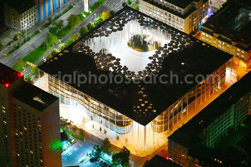 Leipzig from the bird's eye view: Banking administration building of the financial services company SAB - Forum - Saechsische Aufbaubank in Leipzig in the state Saxony, Germany