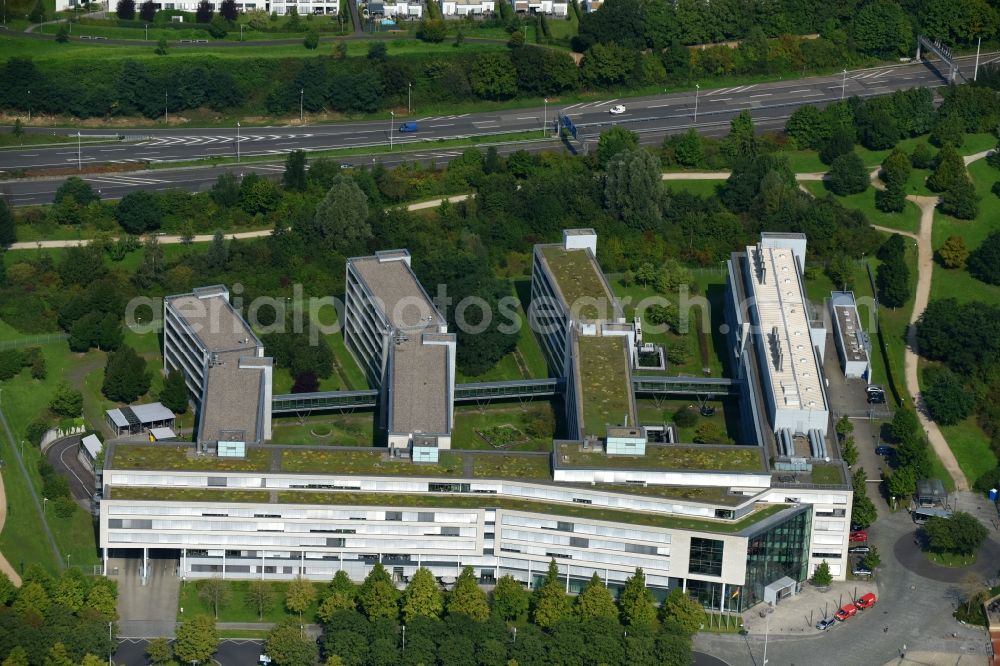 Bonn from above - Administrative building of the State Authority Bandesinstitut fuer Arzneimittel and Medizinprodukte on Kurt-Georg-Kiesinger-Allee in the district Bad Godesberg in Bonn in the state North Rhine-Westphalia, Germany