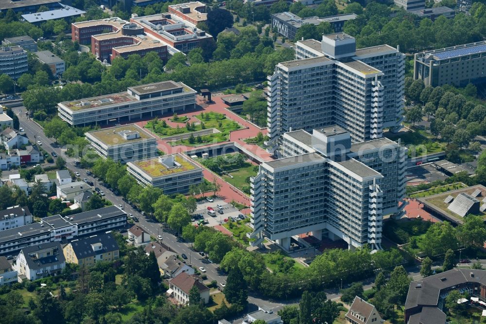 Bonn from above - Administrative building of the State Authority Eisenbahn-Bundesamt on Heinemannstrasse in the district Bad Godesberg in Bonn in the state North Rhine-Westphalia, Germany