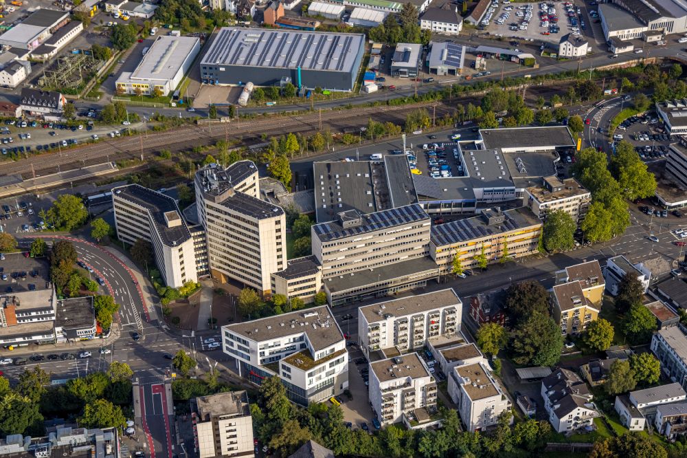 Aerial image Siegen - Administrative building of the State Authority financial department Weidenau in Siegen in the state North Rhine-Westphalia