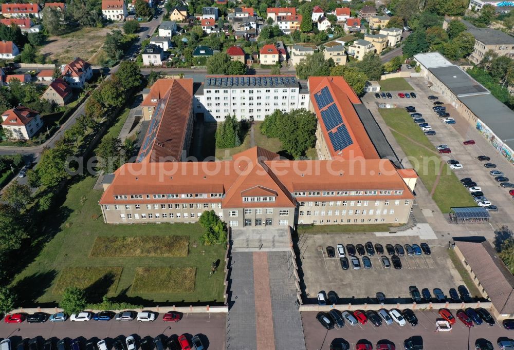 Halle (Saale) from the bird's eye view: Administrative building of the State Authority Landesverwaltungsamt in Halle (Saale) in the state Saxony-Anhalt, Germany