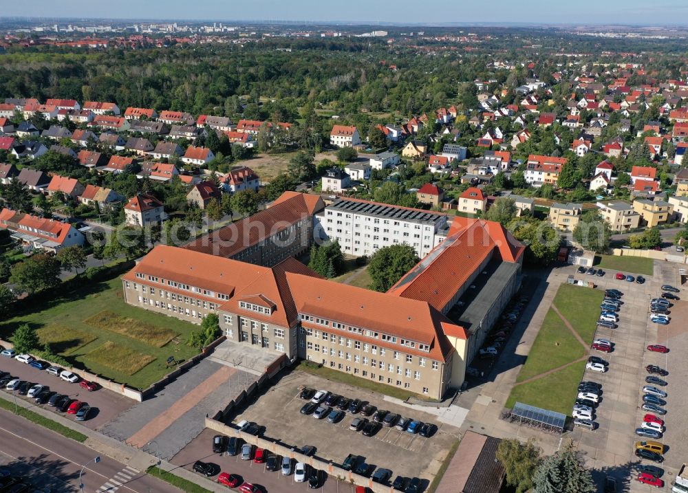 Halle (Saale) from above - Administrative building of the State Authority Landesverwaltungsamt in Halle (Saale) in the state Saxony-Anhalt, Germany